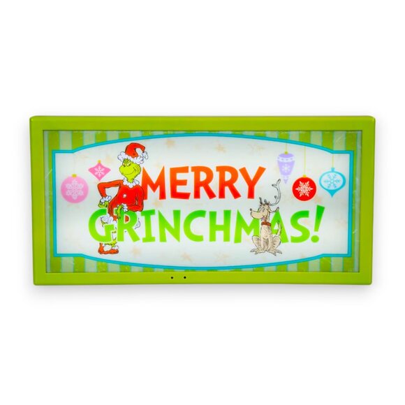 The Grinch And Max Light Up Merry Christmas Sign Hanging Wall Decor Lights Sound - Picture 7 of 7